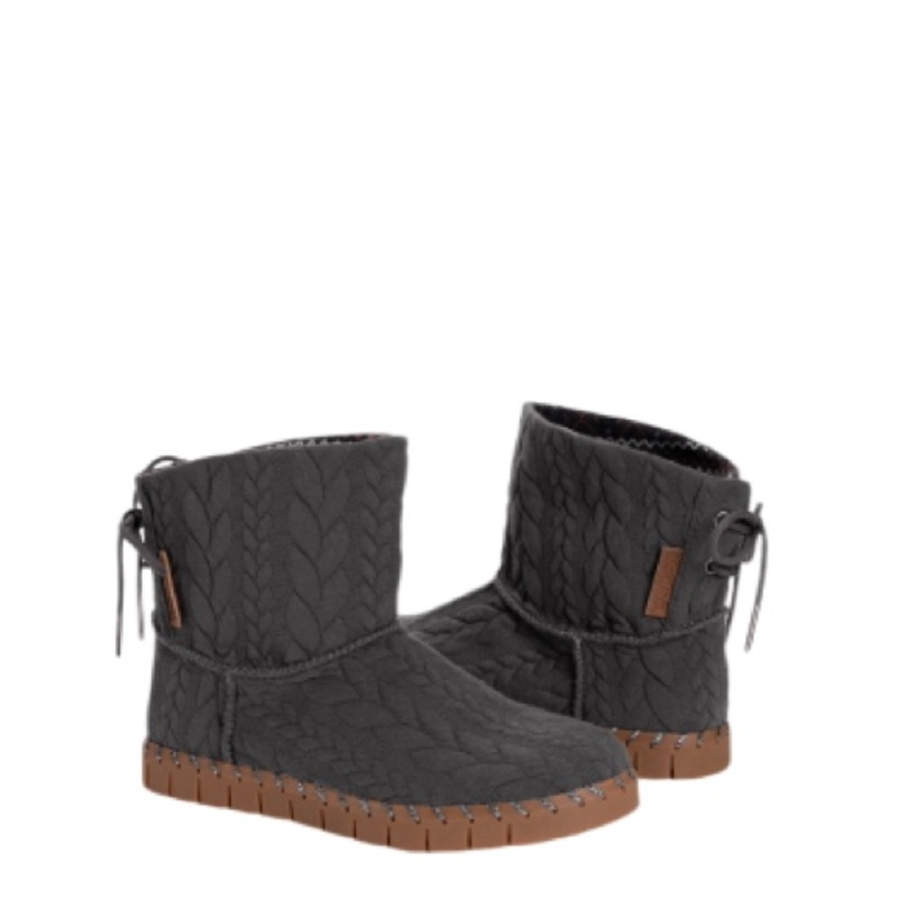 NIB Muk Luks Cable Knit Jersey Pull-On Style Memory Foam Insole Ankle Boots 8